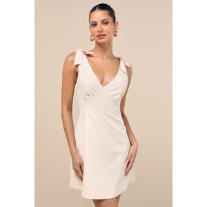 Lulus Gabriella Cream Tie-strap Mini Dress White - Size L